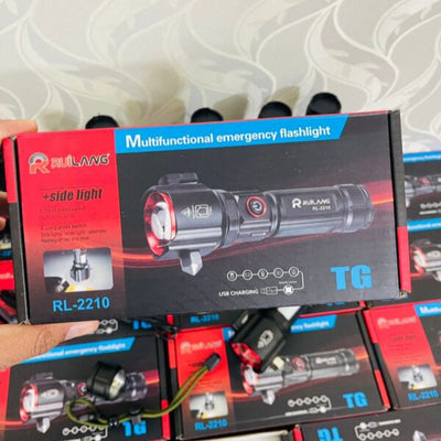 RL 2210 Tactical Flashlight with Power Bank | 1KM Range, Waterproof, SOS, Type-C Charging, 24H Battery Life