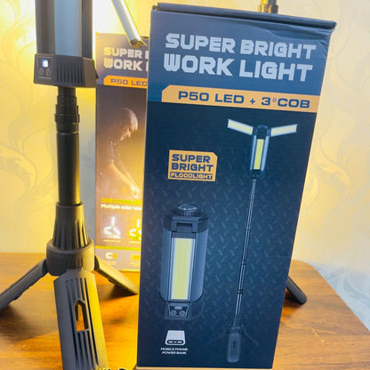 8500Lumens (50000mAh Battery) IPX7 Waterproof, Telescoping Tripod, 3 Brightness Modes & Flashlight for Camping, Workshops, Emergencies